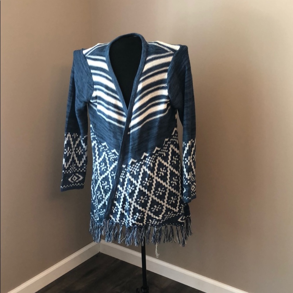 Blue and White Cardigan
